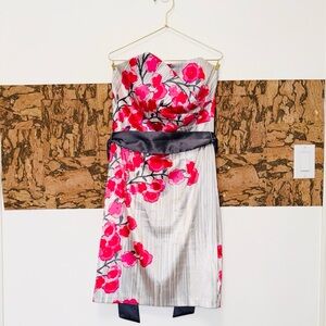 Vintage Strapless Dress in Pink and Silver